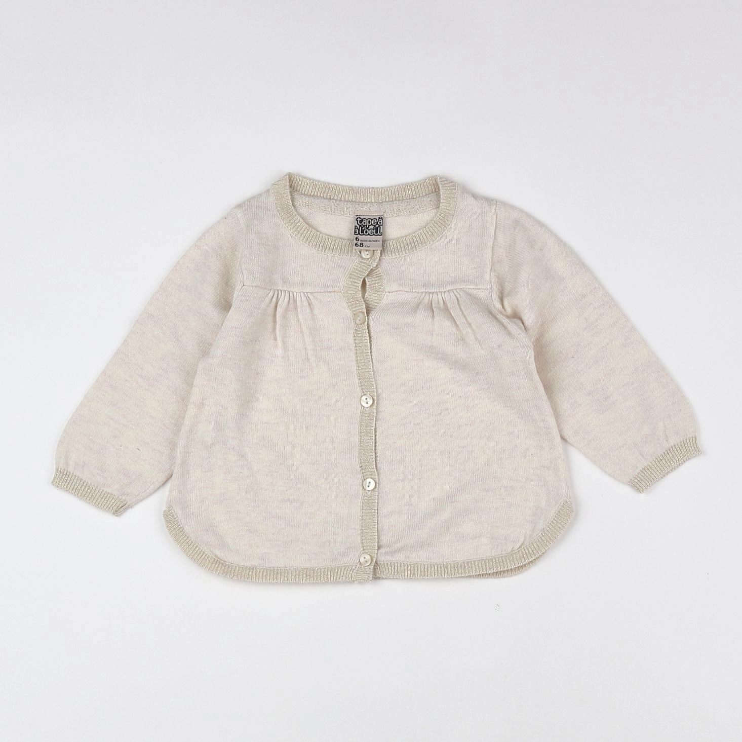 Tape à l'oeil - gilet beige, or - 6 mois